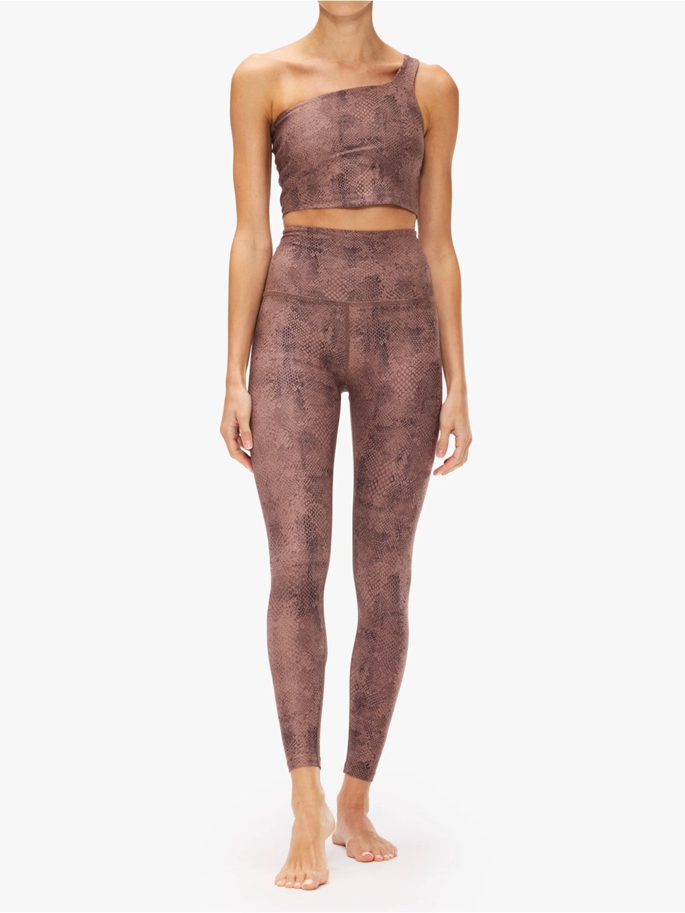 BEYOND YOGA Softmark Set One Shoulder Crop Top High Waisted Leggings Size XS